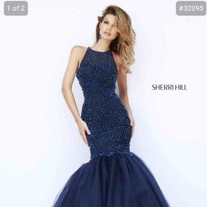 Sherri Hill size 4 Mermaid Navy Blue Gown